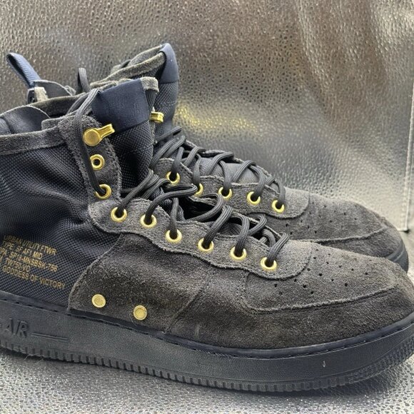 Size 11 - Nike SF Air Force 1 Mid 'Obsidian' Navy Blue/Gold Mens 917753-400 - Picture 2 of 13